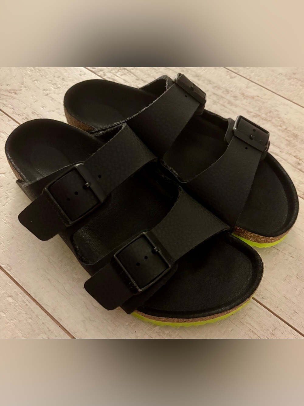Birkenstock Arizona Desert Soil/Black Lime Kids Sandals